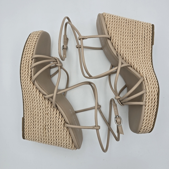 NWOT Marc Fisher Zarah Faux Leather Strappy Wedge Heels, Lite Latte 110, Sz. 11M - Picture 15 of 16